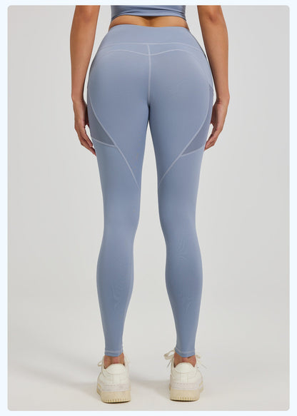 LU women's new elastic high waist mesh side pocket sports fitness pants