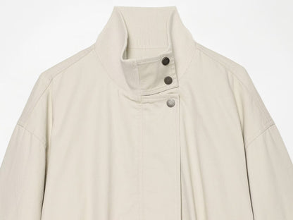 Women's standing collar elastic waisted cotton Coat