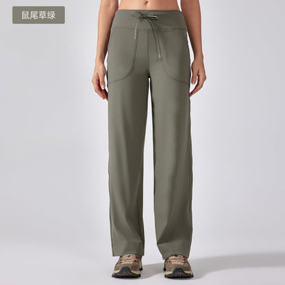 Women's New Sports and Leisure Joker Elastic Waist Wide-leg Pants Big Pocket Fitness Yu Casual Pants