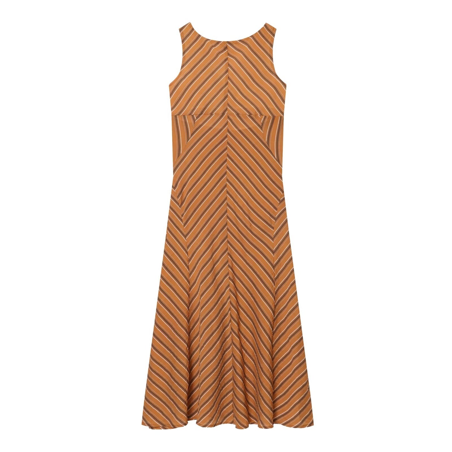 Women's sexy backless striped MIDI dress