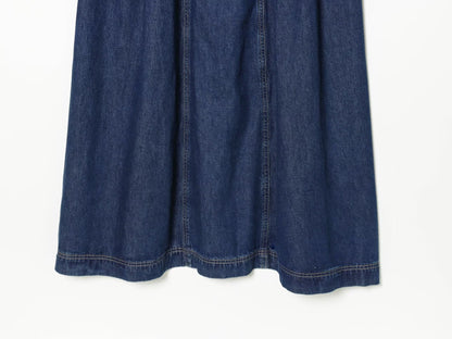 Women's flared skirt hem vacation style denim dress