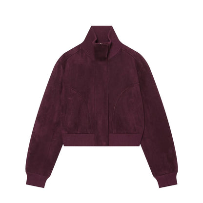Women's Anti suede effect short stand collar Coat