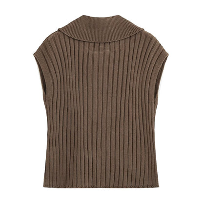 Women's sleeveless ribbed knitted vest