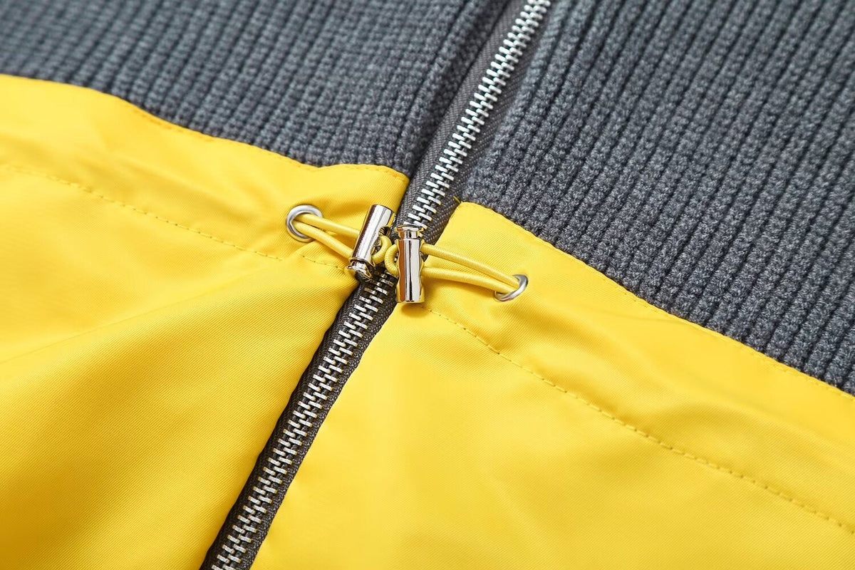 Women's pocket decoration splicing knitted Coat