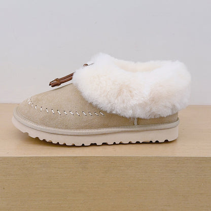 Women's new warm plush thin-soled short snow boots