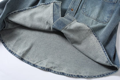 Women's new fashion casual long sleeved Button-up denim shirt