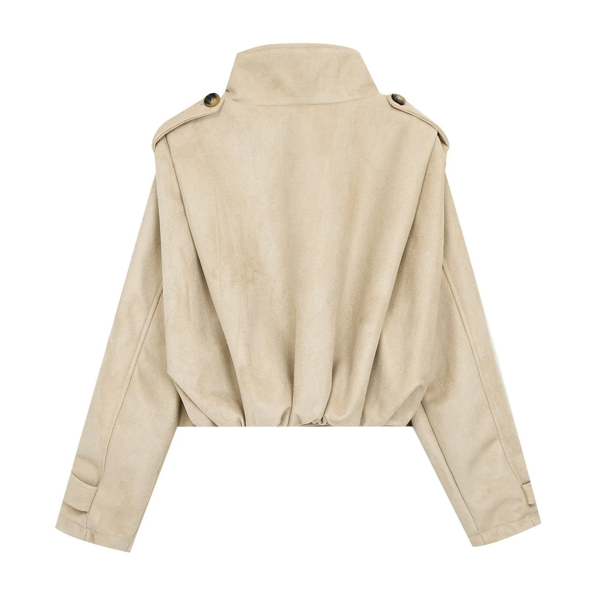 Women's Anti suede effect pleated short windbreaker Coat