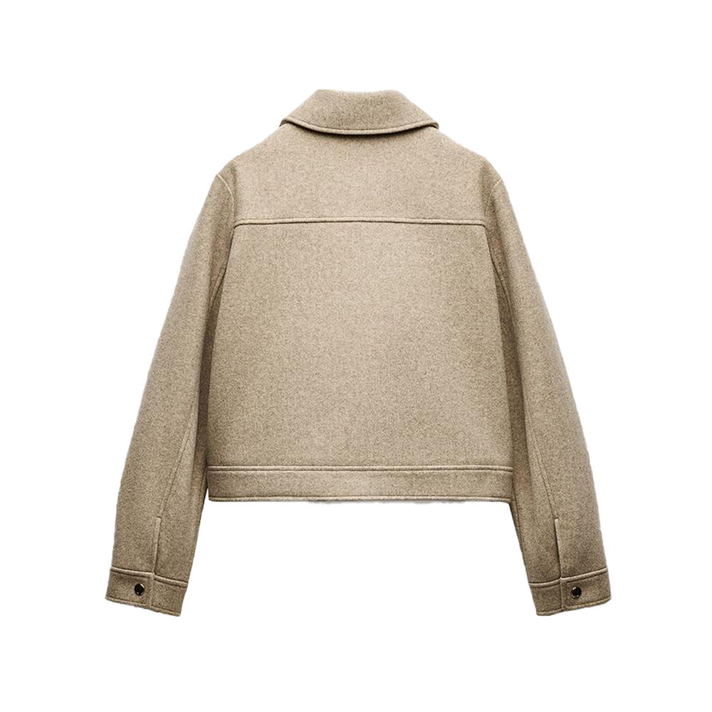 Women's short lapel woolen jacket Coat