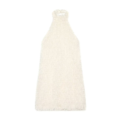 Women's tassel decorated knitted mini dress