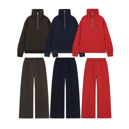 suit Women's 2 pieces zipper design comfortable casual sweatshirt +Pants