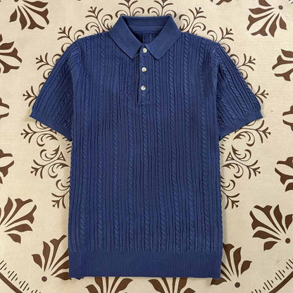 2026 Women's New Leisure Lapel Knitted Short Sleeve T-shirt