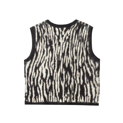 Women's new fashion V-neck buckle striped knitted vest