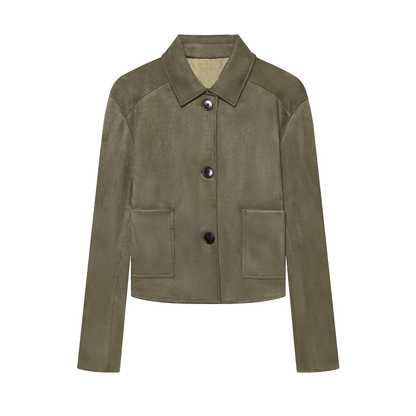 Women's suede lapel breasted short Coat