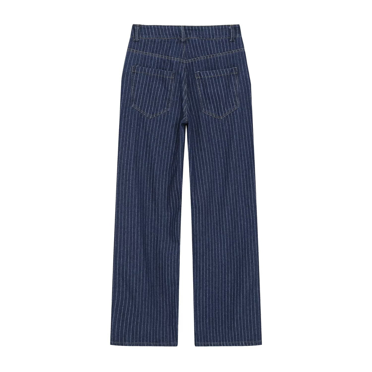 suit Women's 2 pieces short denim striped Coat+straight low rise jeans