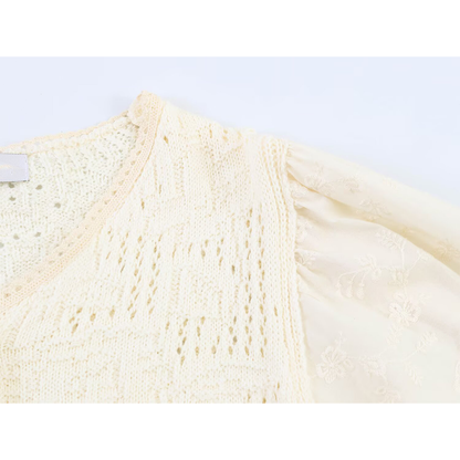 Women's seven quarter sleeve patchwork knit Coat