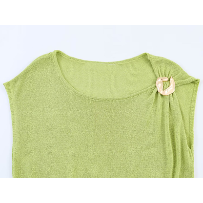 Women's knot decoration sleeveless knitted top