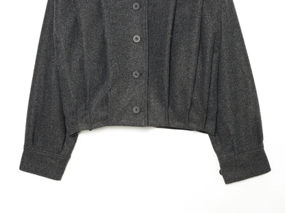 Women's pleated design standing collar woolen coat