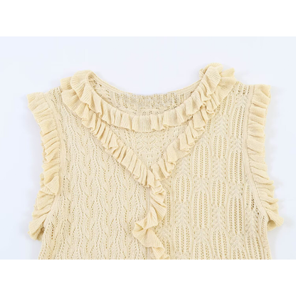 Women's layered decorative O Neck sleeveless top
