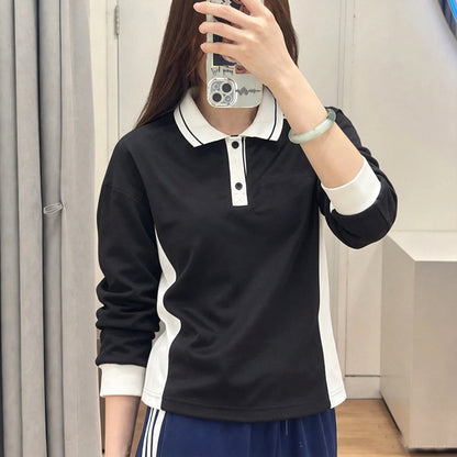 New leisure lapel button long sleeve T-shirt sweater
