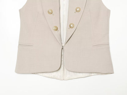 Women's button decoration stand collar vest
