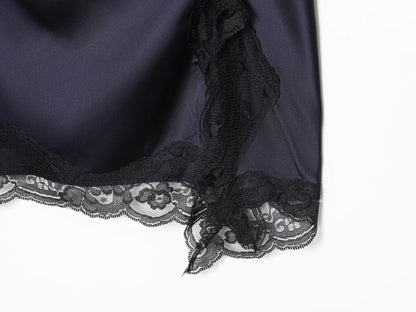 Women's lace patchwork satin texture mini dress