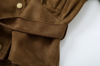 Women's with belt suede texture effect jacket Coat