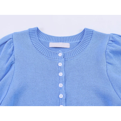 Women's O Neck bubble short sleeved knitted Coat