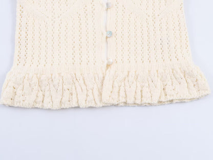 Women's casual hollow texture two-piece style knitted top