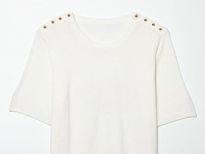 2026 Women's basic style short sleeved knitted sweater