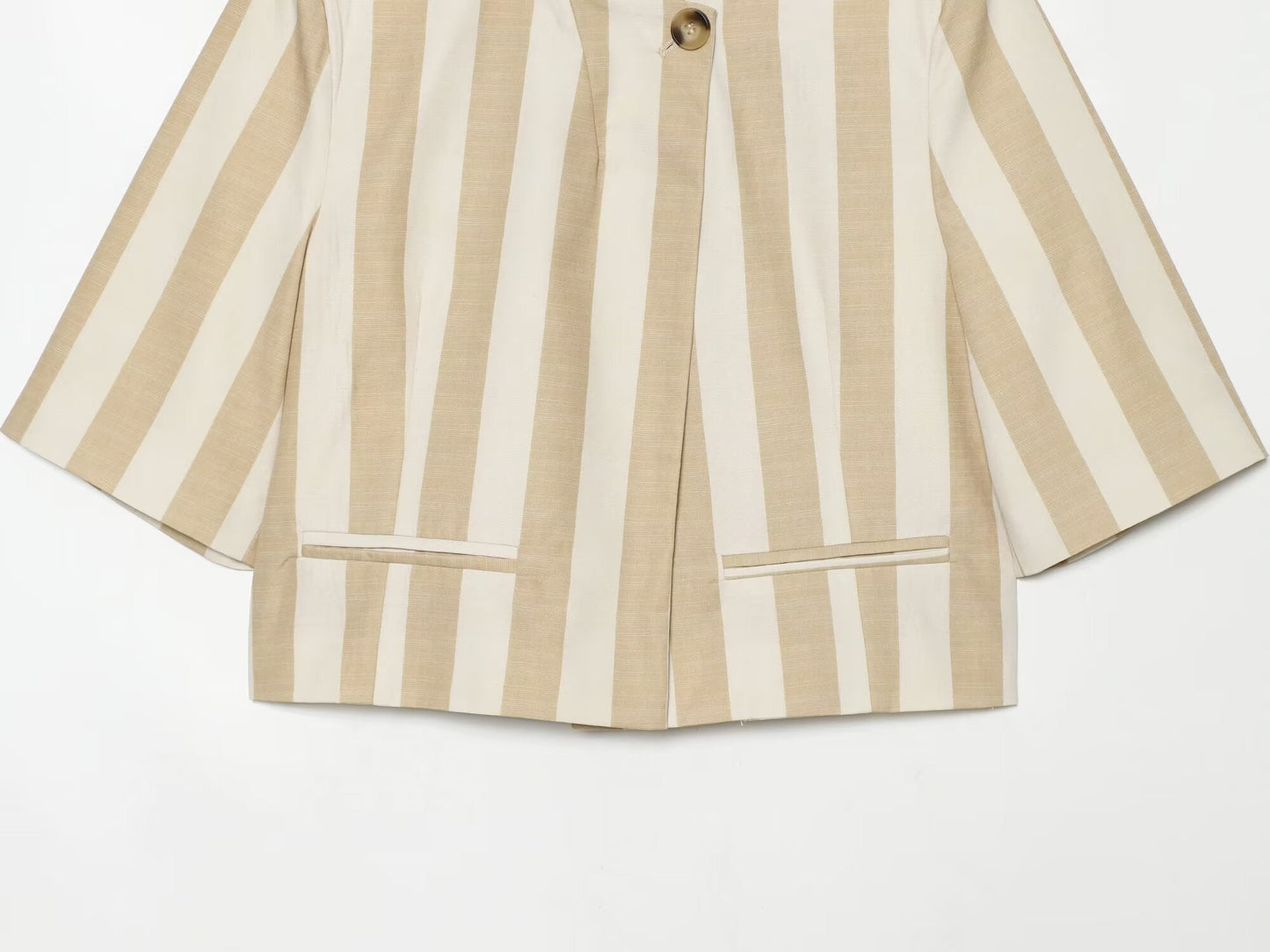 Women's slim short sleeved striped Blazer Coat