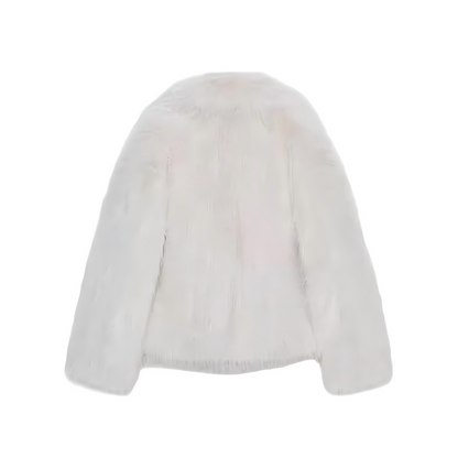 Women's artificial fur effect lapel jacket coat