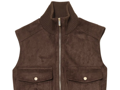 Women's sleeveless suede texture effect vest