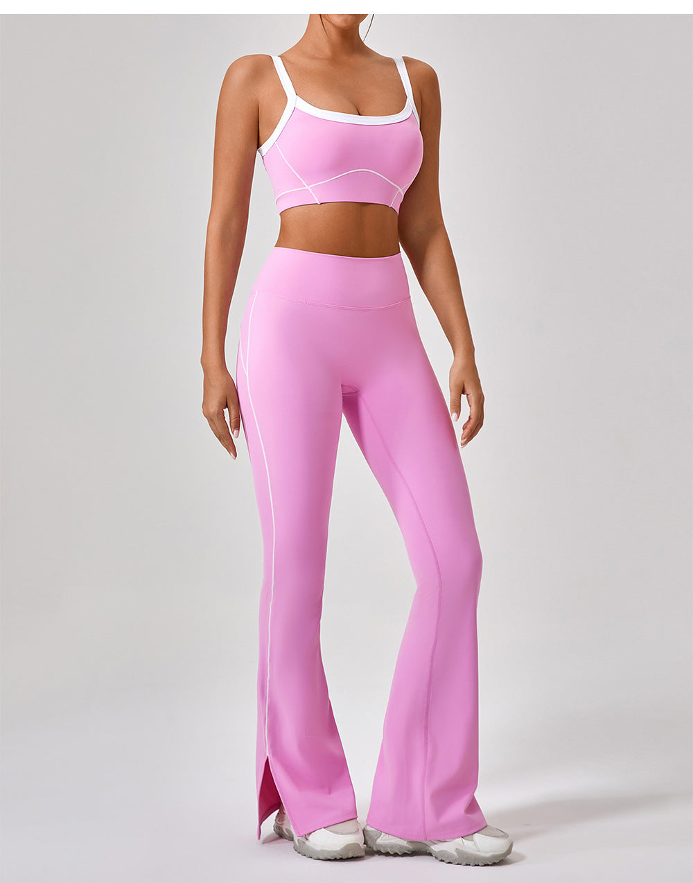Women's new nude tight outdoor sports bra contrast suit