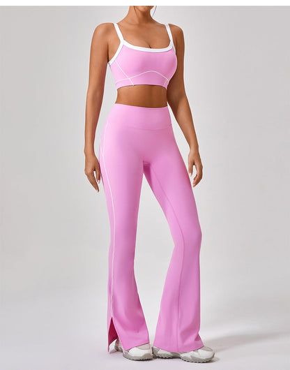 Women's new nude tight outdoor sports bra contrast suit