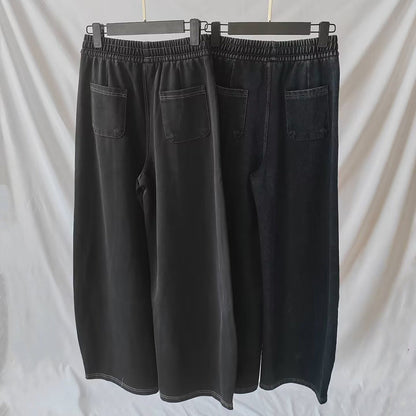 Women's new washed retro jeans loose wide-leg pants
