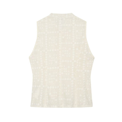 Women's slim Hollow Embroidered Top