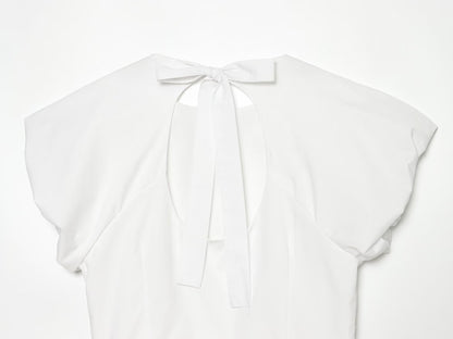 Women's backless bow decoration poplin top