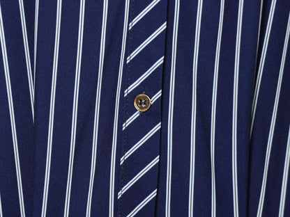 Women's with belt striped shirt style dress
