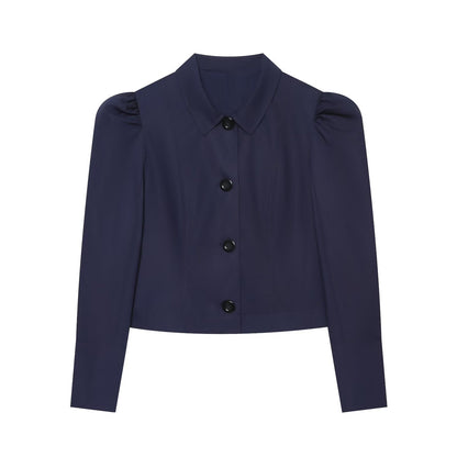 Women's pleated shoulder short Blazer Coat