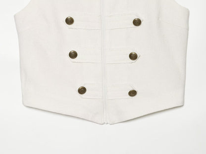 Women's buckle decoration hanging neck vest
