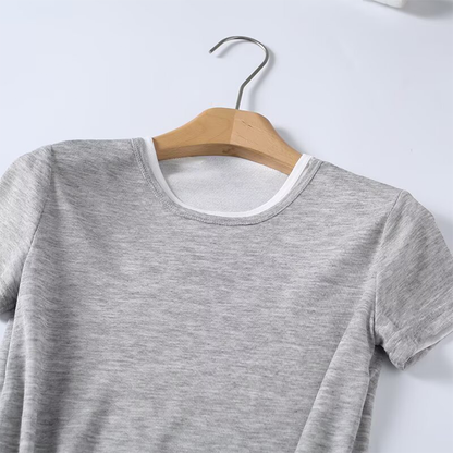 Women's O Neck double-layer short sleeved T-shirt