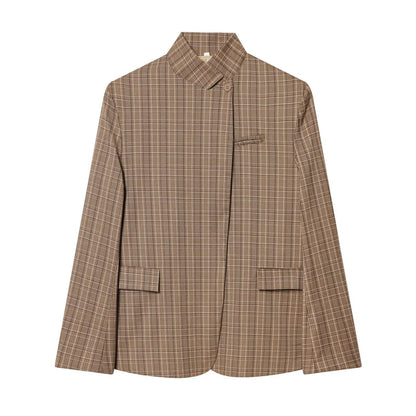 Women's casual stand collar wool blend Blazer Coat