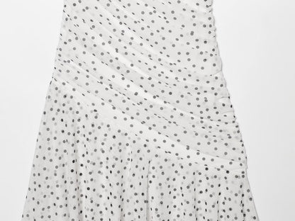 Women's slim pleated polka dot dress