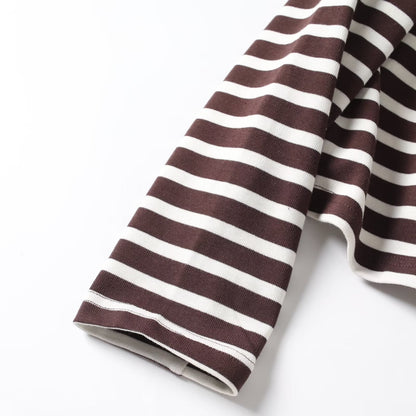 Women's new fashion long sleeved cotton striped knitted top