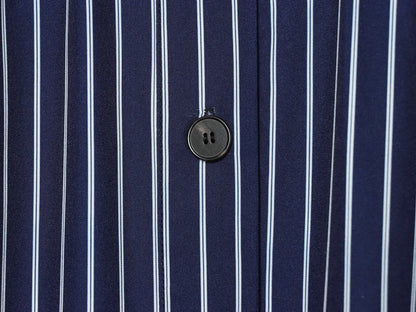 Women's with drawstring striped stand collar shirt
