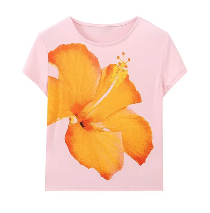 2026 multi-color printed letter T-shirt women short sleeved O-neck loose T-shirt