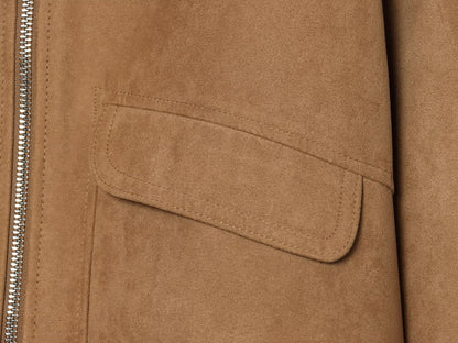 Women's suede texture short lapel pilot jacket
