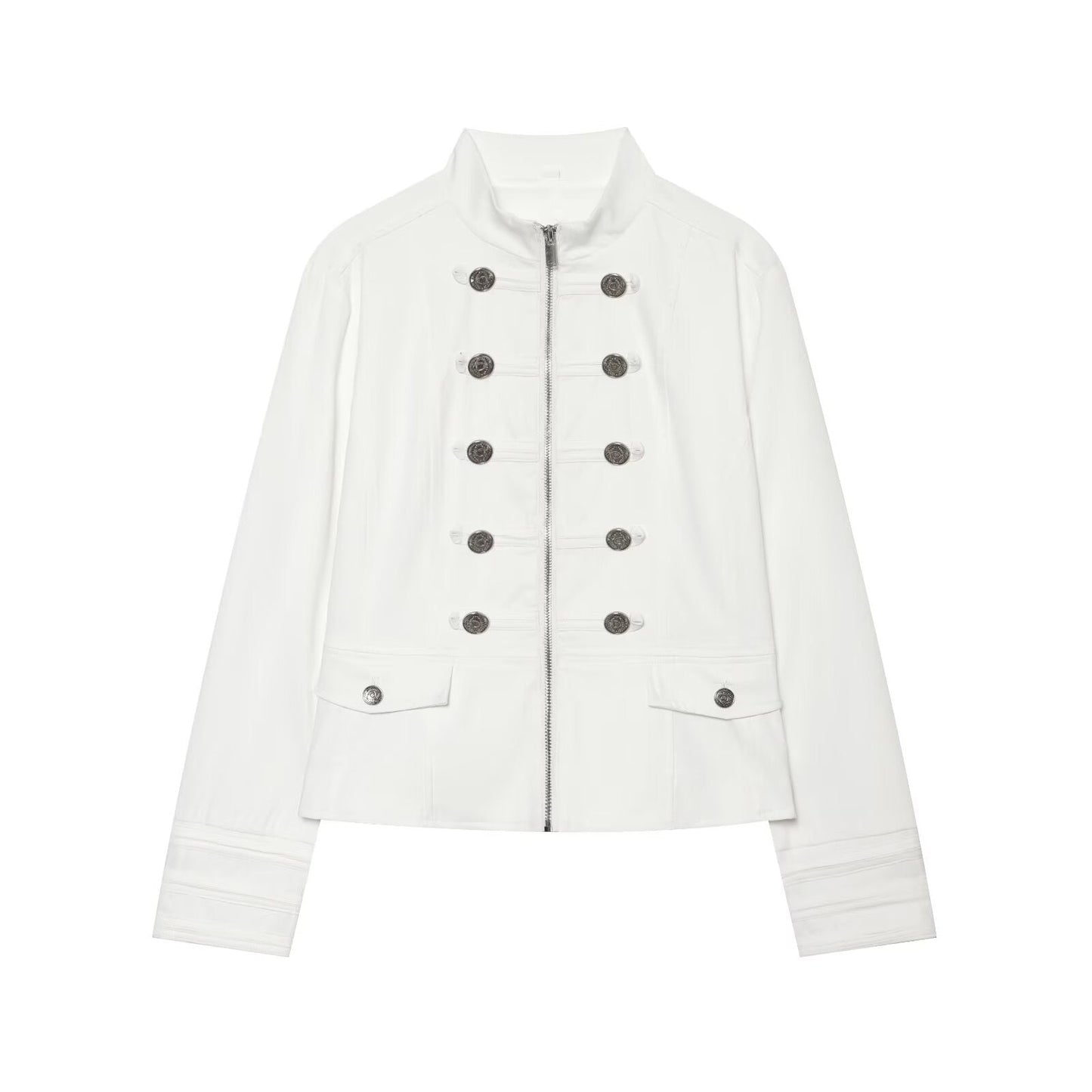 Women's standing collar breasted decorative Blazer Coat