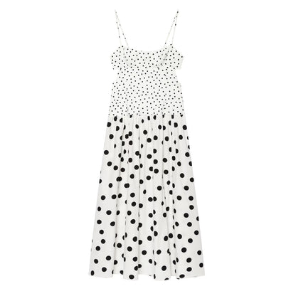 Women's polka dot suspender MIDI dress