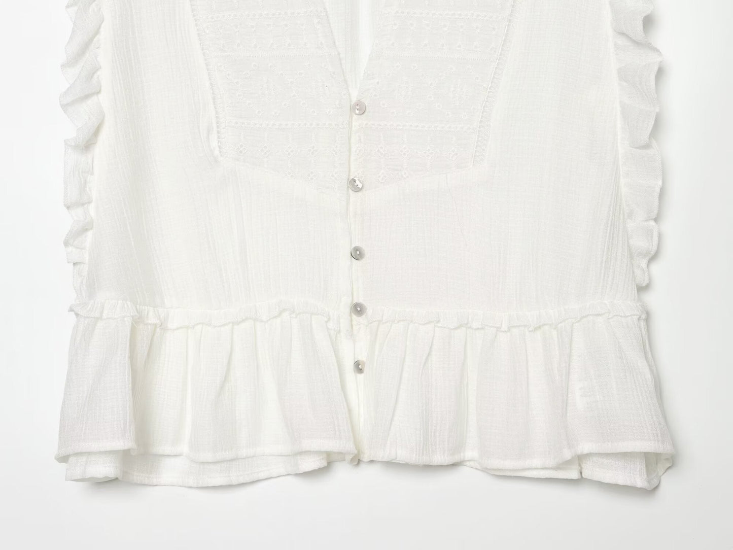 Women's layered decorative embroidered top